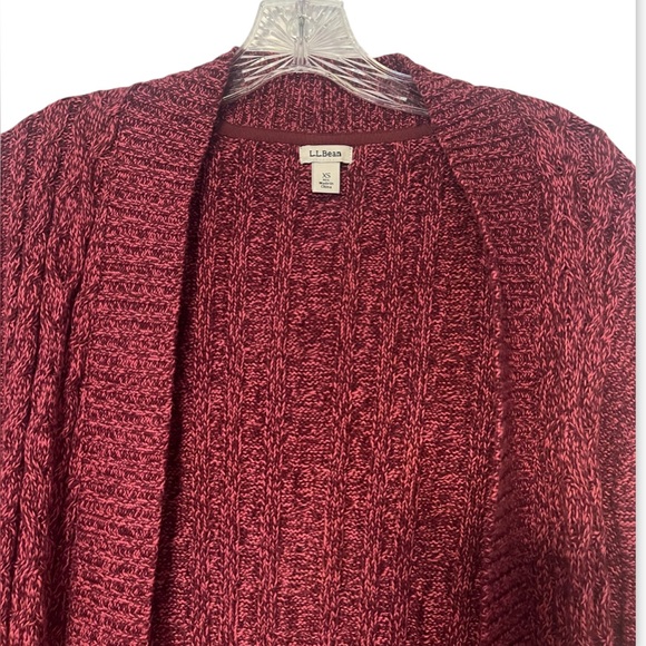 LL Bean Women’s Open Front long Line Chenille Cardigan size XS Burgundy - Picture 7 of 12